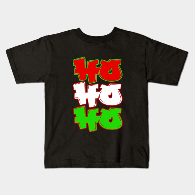 Ho Ho Ho Christmas Graffiti Style Hip Hop Typography Kids T-Shirt by graphicbombdesigns